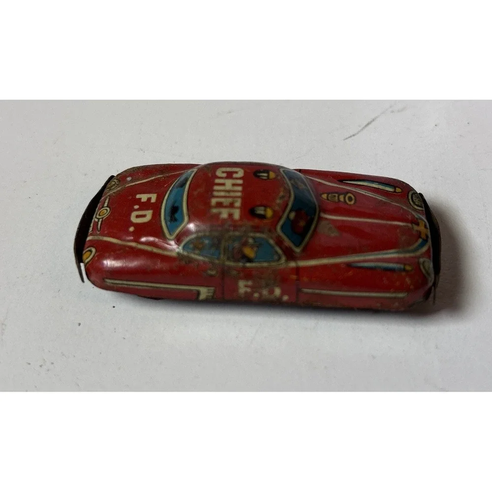 VTG Tin Litho Japan Yone Ishimura Fire Chief Car FD Toy Car (301E)